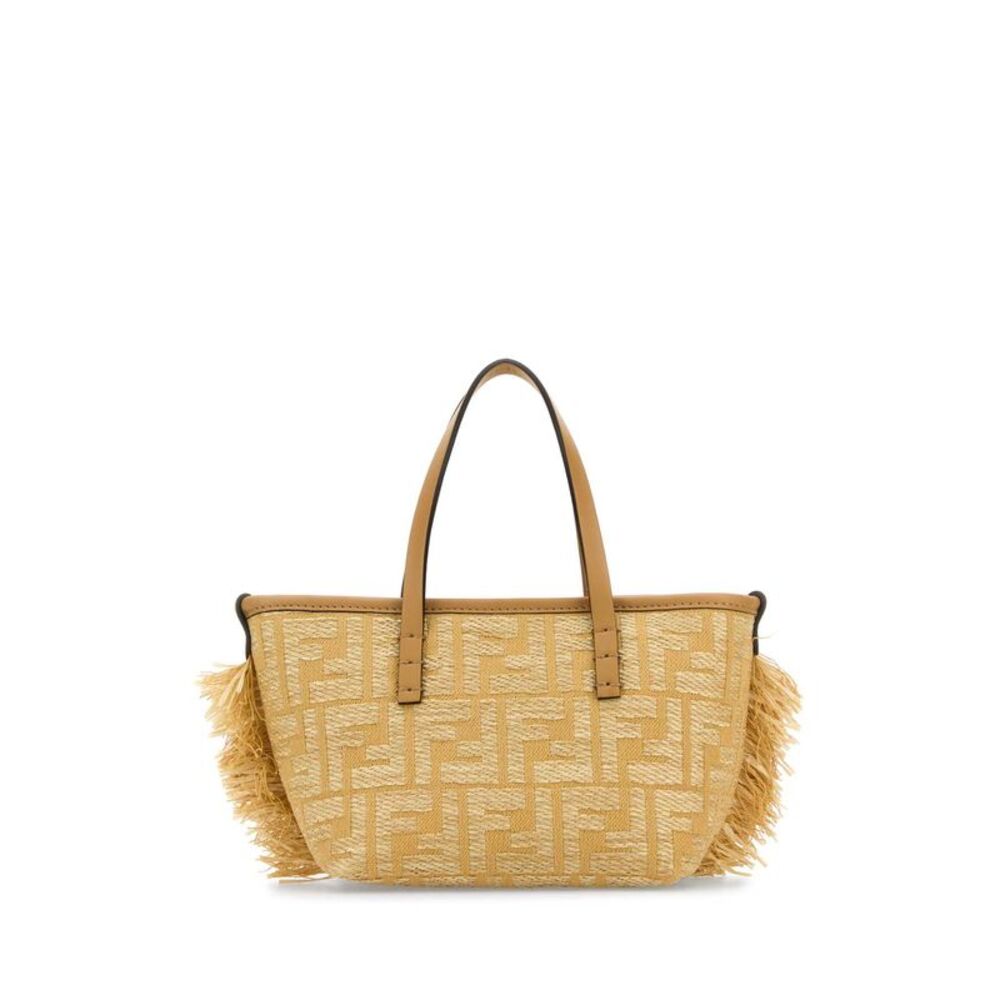 Fendi Women Embroidered Raffia Mini Roll Handbag